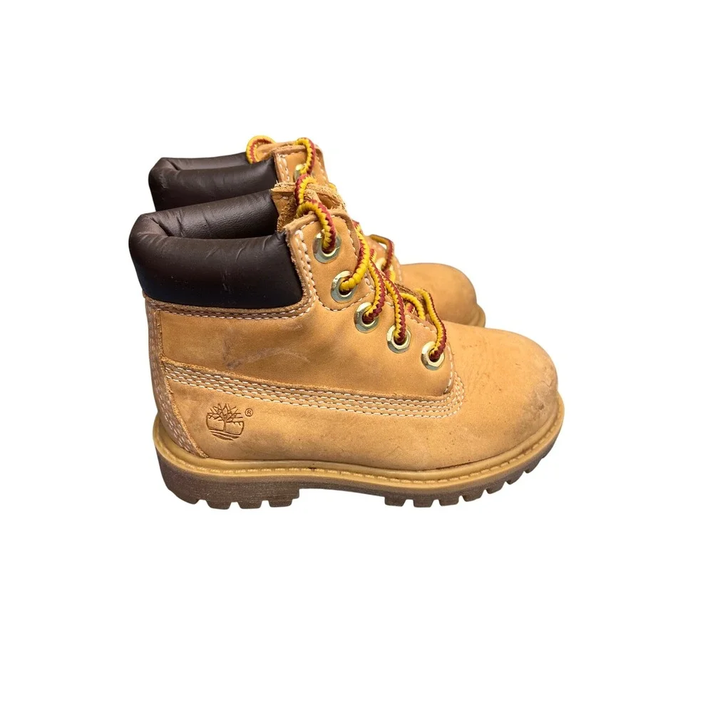 Timberland 6 Inch Premium Waterproof Wheat Leather Boots Kids 7M 12809